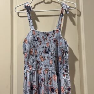 Japna floral boho midi Dress elastic tube chest to ruffle hem 100% rayon size L